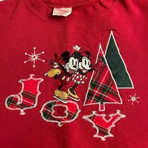 Disney Store Christmas JOY Mickey and Minnie Mouse Ice Skating Sweatshirt